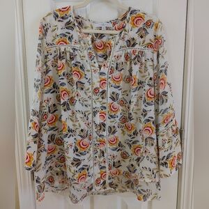 Fever White and Pink Floral Blouse